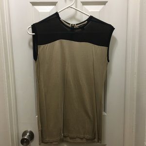 Tan and black soft shell tank